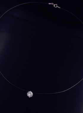 法国隐形鱼线纯银短项链