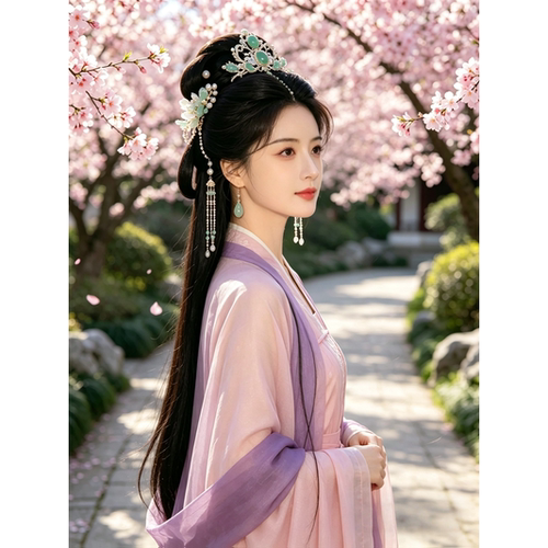 超美古风桃花美女贴画客厅卧室书房墙面装饰古装美人贴纸自粘防水 - 图0