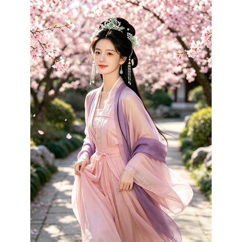 超美古风桃花美女贴画客厅卧室书房墙面装饰古装美人贴纸自粘防水 - 图1