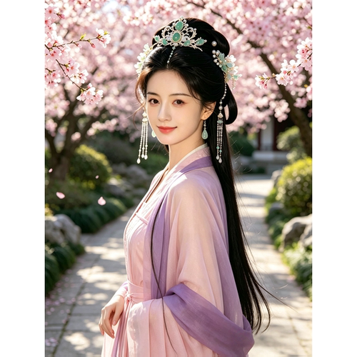超美古风桃花美女贴画客厅卧室书房墙面装饰古装美人贴纸自粘防水 - 图2