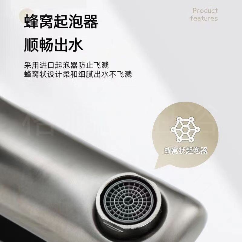 枪灰色面盆洗脸盆陶瓷片浴室柜冷热单孔水龙头不锈钢可旋转水龙头 - 图1