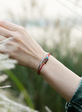 五彩绳本命年红绳极细编绳手绳原创小众串珠可调节叠戴手链