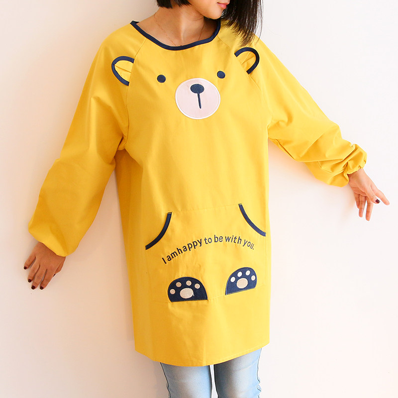 新款韩版可爱时尚卡通画画罩衣有袖反穿衣防污厨衣工作服长袖围裙,淘宝优惠券,粉丝福利购,淘宝优惠卷