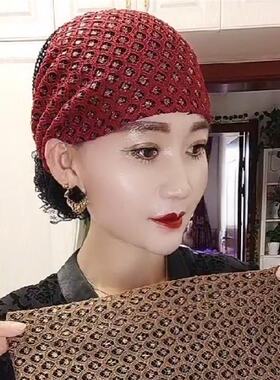 绣花包头帽春秋薄款盘发头花头巾帽民族风新款百搭遮白发帽子女款