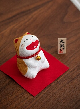 日本进口龙虎堂招财猫摆件
