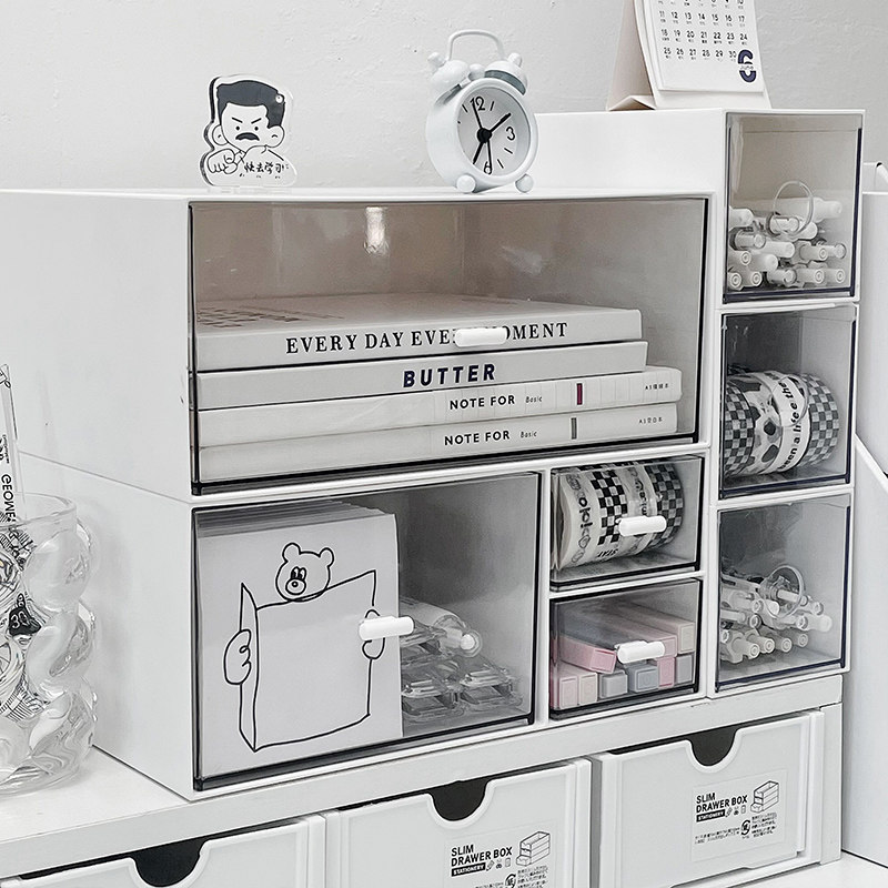 桌面宿舍置物架办公桌多层透明亚克力收纳架学生书桌抽屉式收纳盒,淘宝优惠券,粉丝福利购,淘宝优惠卷