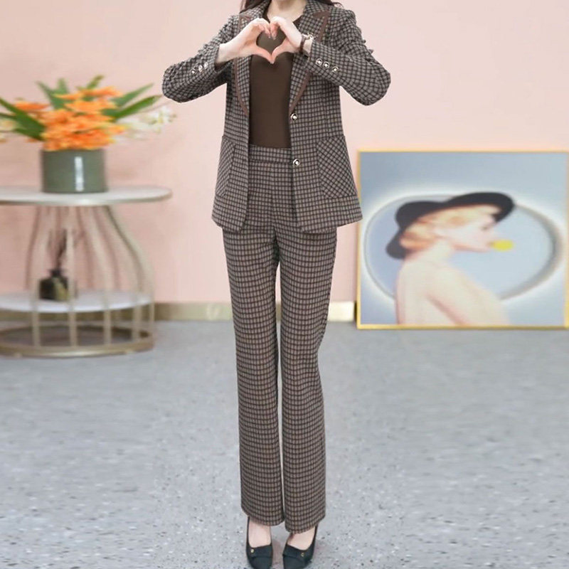 长袖西装套装女2025春秋新款时尚气质休闲显瘦西服上衣裤子两件套,淘宝优惠券,粉丝福利购,淘宝优惠卷