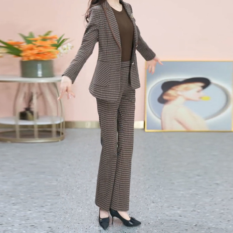 长袖西装套装女2025春秋新款时尚气质休闲显瘦西服上衣裤子两件套,淘宝优惠券,粉丝福利购,淘宝优惠卷