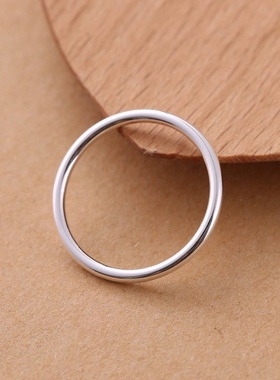 s999纯银素圈戒指女轻奢高级感足银食指戒时尚个性小众设计指环