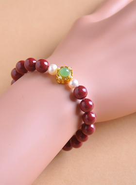 紫金砂安神朱砂手链本命年女手串