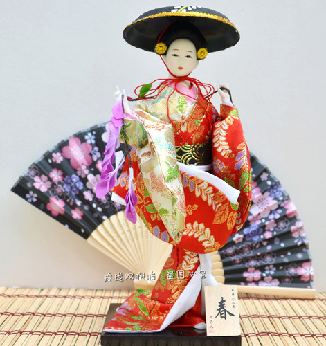 日本人偶艺妓 和服仕女娃娃装饰品 人形摆设 日式绢人摆件工艺品 - 图2