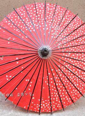 红色日本樱花工艺动漫餐厅油纸伞