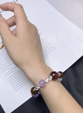 多宝手链 海蓝宝 白水晶 紫水晶 茶晶 虎眼 6-14mm