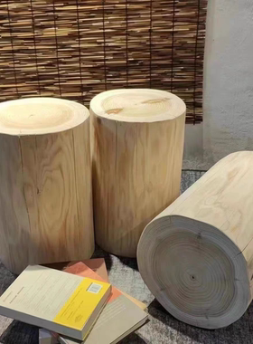 民宿酒店造景实木木墩子天然装饰原木树桩摆件底座摄影道具置物架