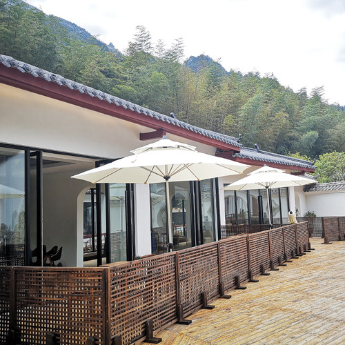 办公室内实木格栅屏障遮挡餐饮饭店卡座围栏装饰镂空网格隔断屏风 - 图2