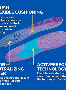 Dr.Scholl's爽j暴走轻松减震不累脚徒步专业足弓支撑军训鞋垫