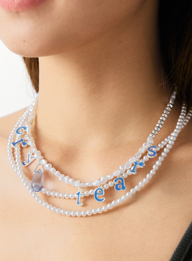 CryingCenter cry tear 彩豆珠、珍珠字母挂坠眼泪项链 哭喊中心