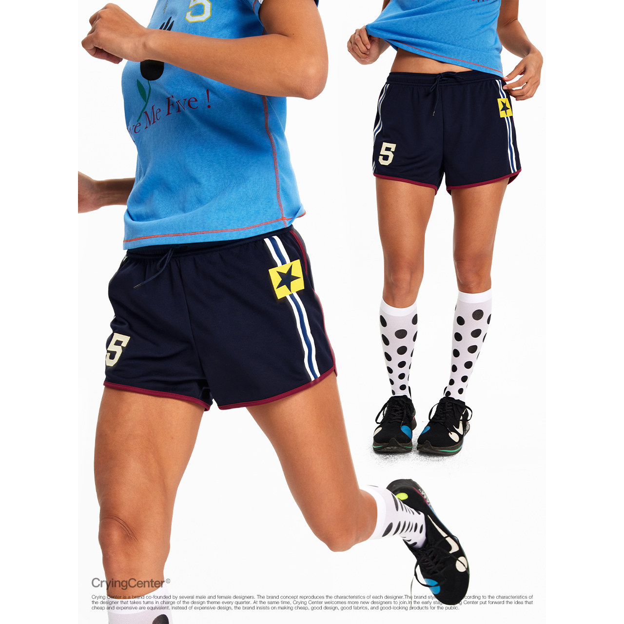 CryingCenter retro star-striped running sports quick-drying hot pants and shorts Crying Center