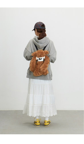 CryingCenter 哭哭抱抱长毛熊棕色帆布可背玩偶玩具  哭喊中心 - 图1