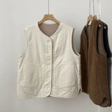Демисезонный небольшой дизайнерский вельветовый жилет, куртка без рукавов, тренд сезона, оверсайз, увеличенная толщина