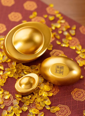 朱炳仁铜金元宝铜摆件桌面客厅玄关礼品 一锭发财元宝礼品