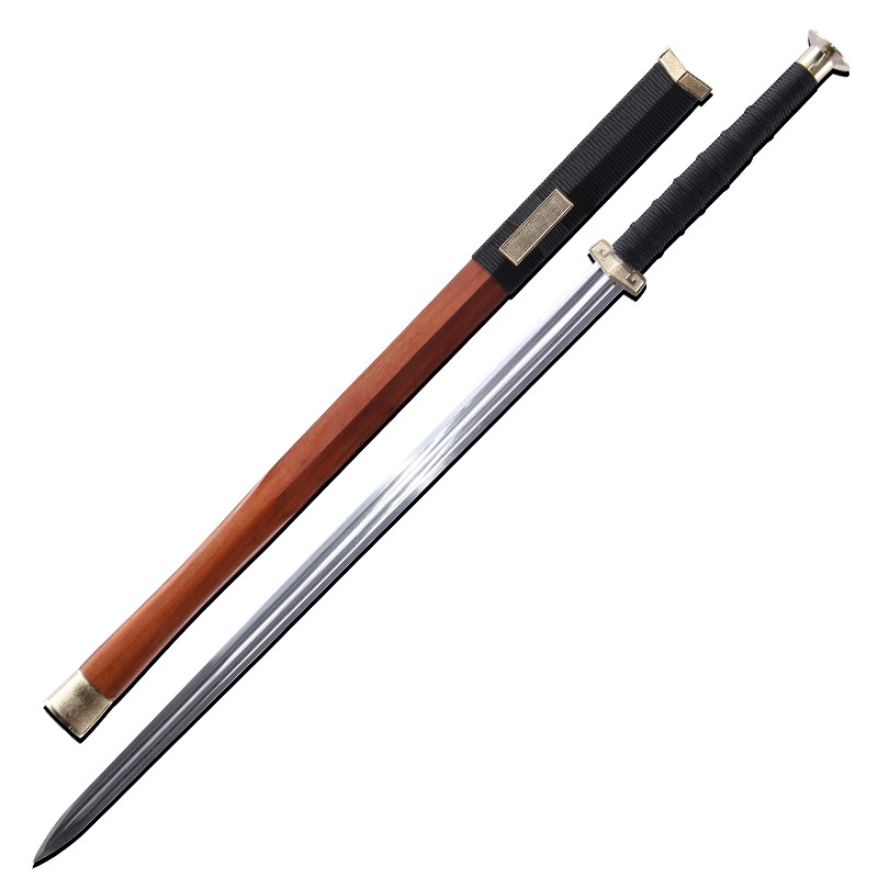 未开刃手工八面汉剑汉王剑花纹钢长剑冷兵器龙泉禾字号手工宝剑