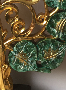 泰国实木雕刻金箔菩提树工艺品
