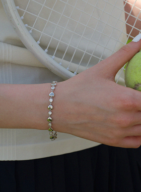 LLab 小众原创设计爱心泡泡拼接圆锆石手链s925轻奢时髦手串