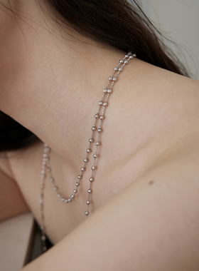 LLab通体s925意大利进口银珠项链