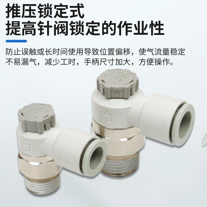 气动节流阀直通AS1002-04A/06A带刻度气缸调速2201FS管接头M5-04 - 图2