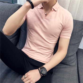 2023 Summer 8 Color Tops Solid Color Short Sleeve POLO Shirt Youth Half Sleeve Slim Lapel Polo Shirt T-Shirt for Men