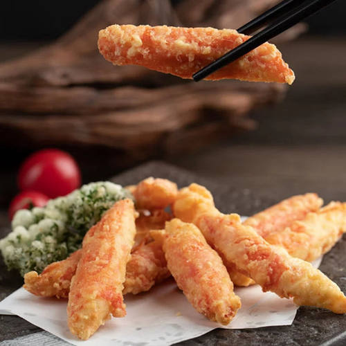 日式天妇罗蟹柳300g 唐扬蟹柳日料油炸小吃手撕蟹柳 油炸模拟蟹柳 - 图0