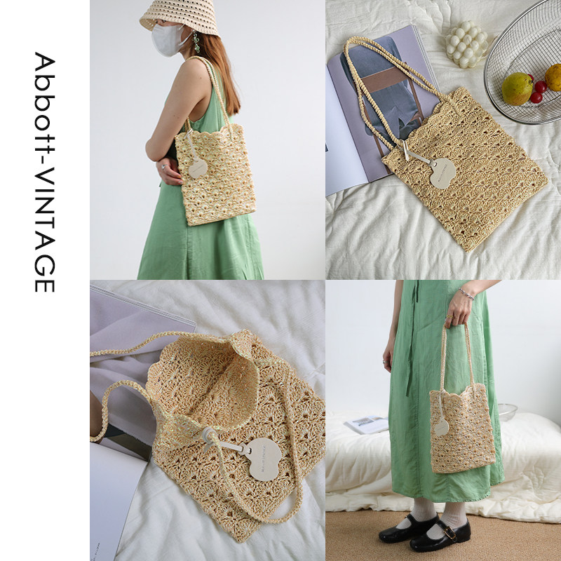 AbbottVINTAGE【贝壳包】小众手工钩织多巴胺编织包手提单肩女包,淘宝优惠券,粉丝福利购,淘宝优惠卷