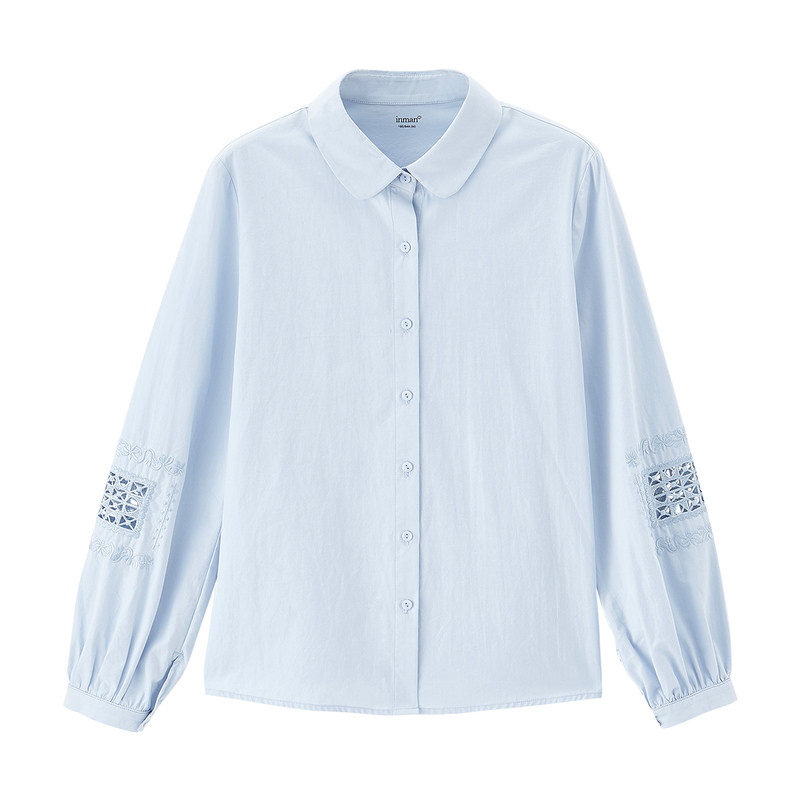 茵曼长袖2020秋装新款日系镂空衬衫 茵曼筱茵衬衫