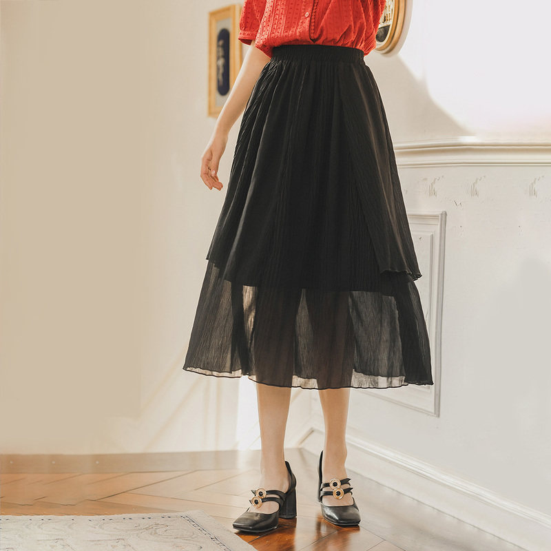 茵曼旗舰店长裙脚踝仙气夏季半身裙 茵曼翰飞半身裙