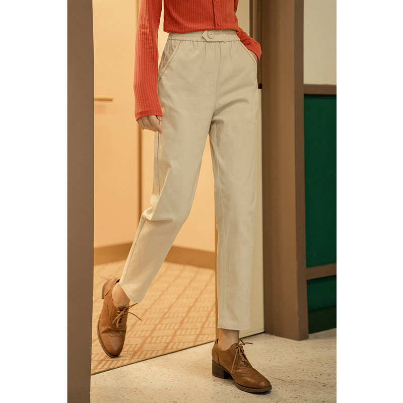 茵曼旗舰店2020新款秋季直筒哈伦裤 茵曼翰飞休闲裤