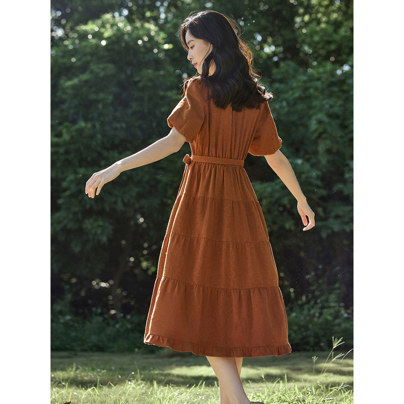 茵曼全棉方领2023夏季新款连衣裙 茵曼筱茵连衣裙