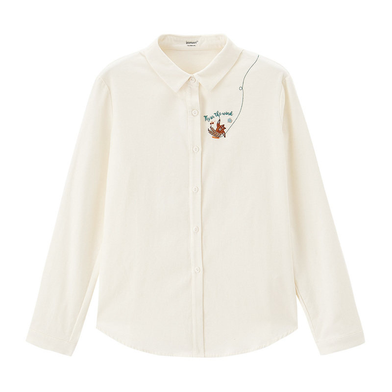 茵曼旗舰店纯棉长袖2020春秋衬衫 茵曼田田极客衬衫