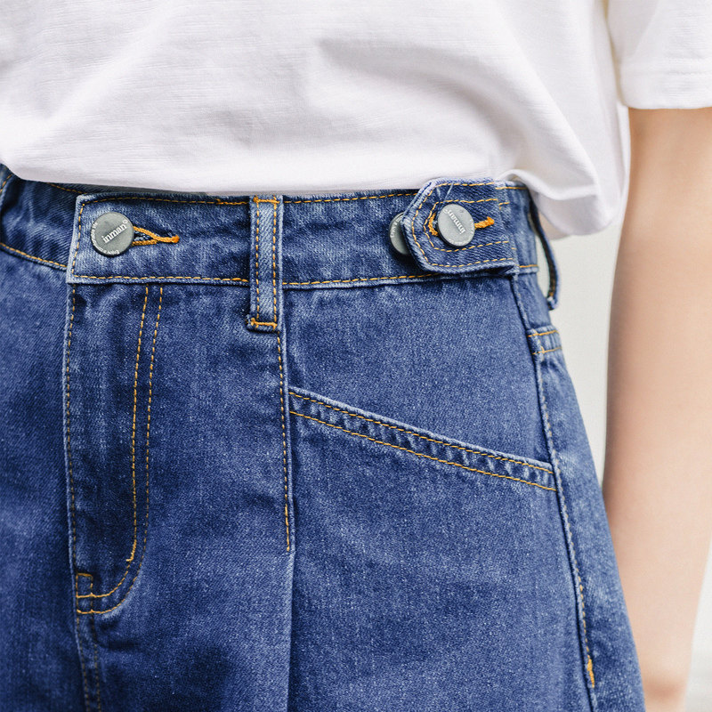 茵曼旗舰店2020年夏季新款直筒裤 茵曼翰飞牛仔裤