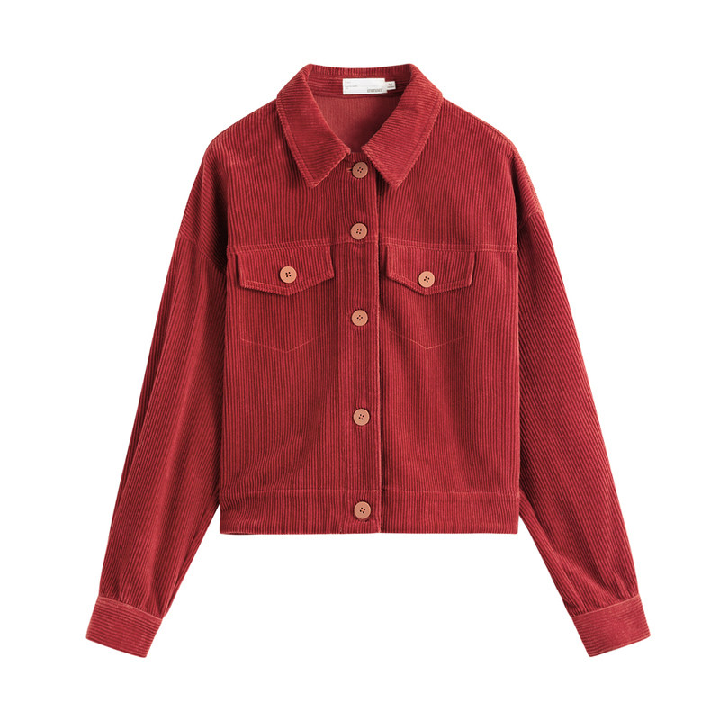 茵曼旗舰店灯芯绒2020秋季短外套 茵曼筱茵短外套