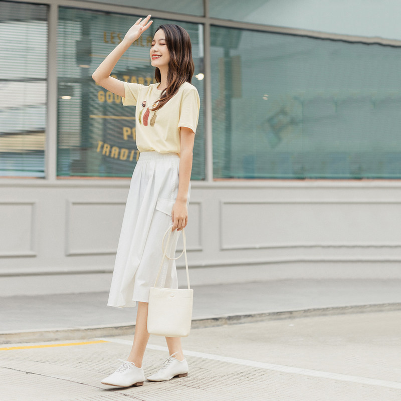 茵曼旗舰店短袖纯棉2020夏装t恤 茵曼翰飞T恤