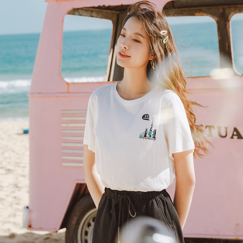 茵曼旗舰店t桖短袖夏季2020 t恤 茵曼翰飞T恤