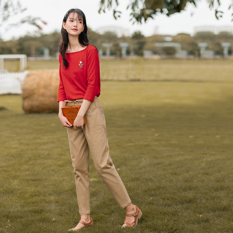 茵曼长袖洋气时尚ins潮超火t恤 茵曼田田极客T恤