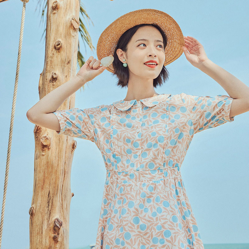 茵曼旗舰店茵蔓赫本风碎花连衣裙 茵曼翰飞连衣裙