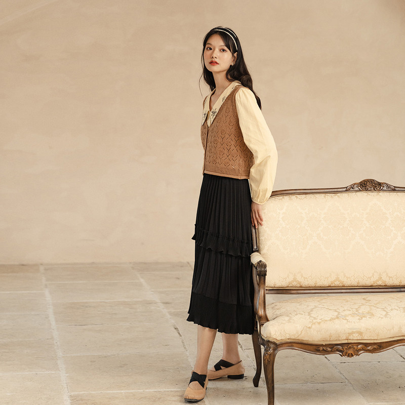 茵曼针织开衫春秋2020短款韩版毛衣 茵曼田田极客马夹