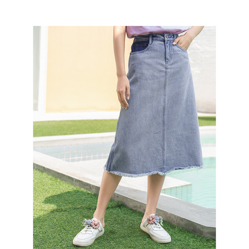 茵曼2020夏装新款百搭a字裙中长裙 茵曼筱茵半身裙