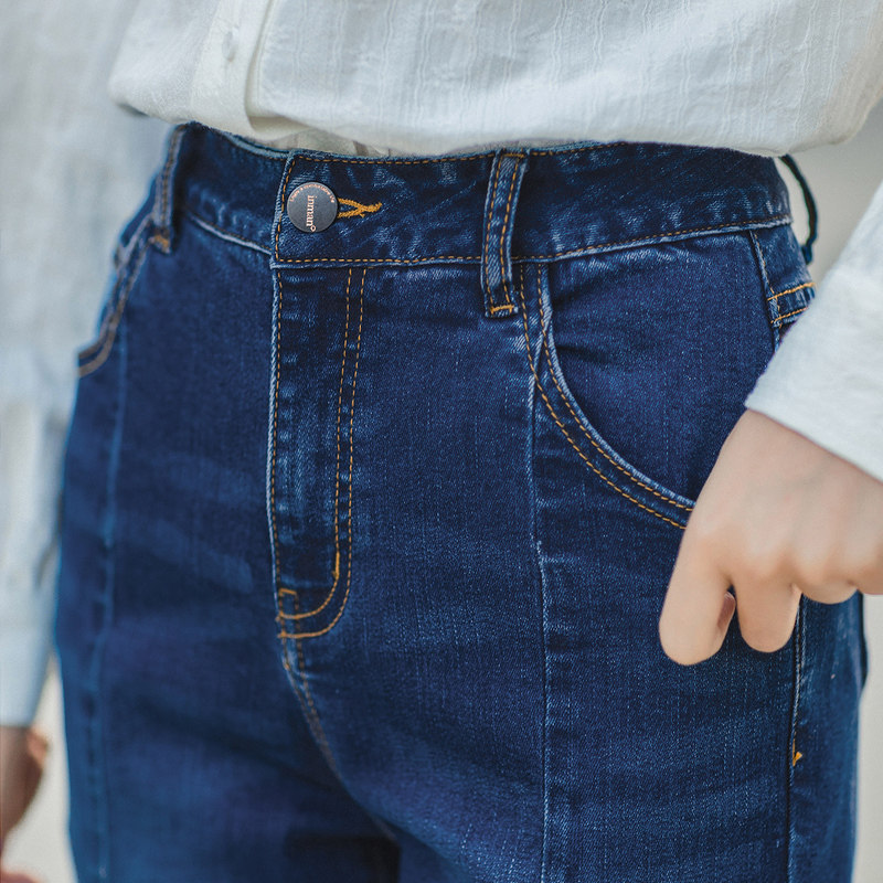 茵曼旗舰店九分2020年秋季牛仔裤 茵曼翰飞牛仔裤