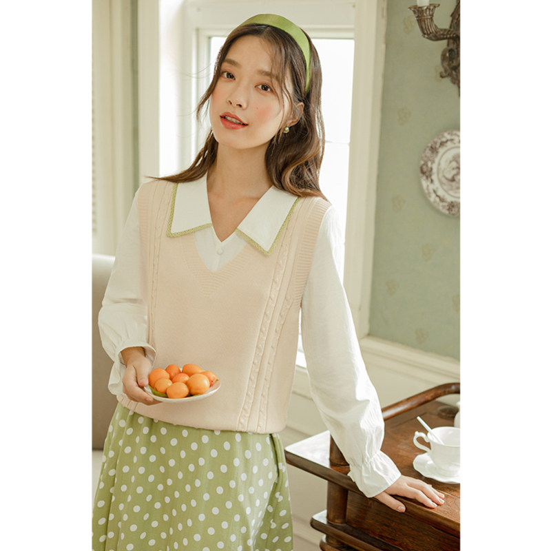 茵曼秋季无袖针织衫复古外穿马甲 茵曼田田极客马夹