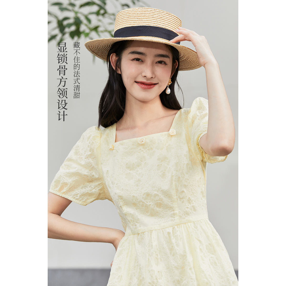 茵曼短袖蕾丝夏季2022新款连衣裙 茵曼田田极客连衣裙