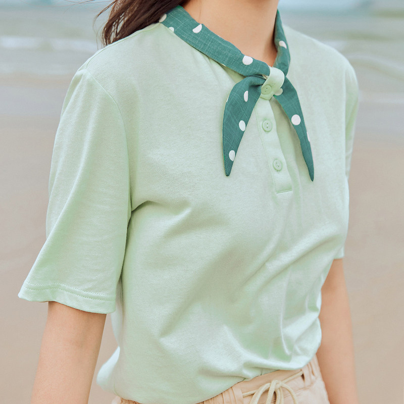 茵曼旗舰店特价清仓夏季法式t恤 茵曼翰飞T恤